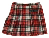 Červeno-čierno-biela kockovaná vlnená sukňa zn. TU