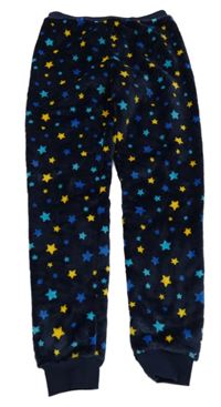 Tmavomodré plyšové pyžamové kalhoty s hvězdičkami alive