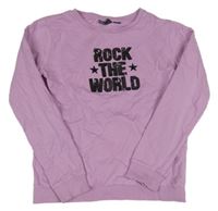 Lila mikina s nápisem z flitrů