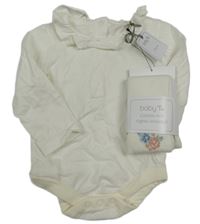 Nové - 2 set - bílé body s límečkem + bílé punčocháče s květy Tu