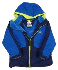 Modro-tmavomodrá šusťáková funkční lyžařská bunda s kapucí wedze