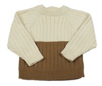 Smetanovo-hnedý rebrovaný sveter shein