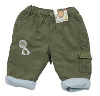 Nové - Khaki šusťákové zateplené kalhoty Ergee