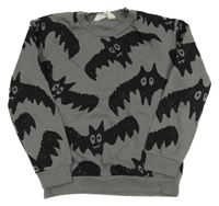 Sivá mikina s černými netopýry H&M