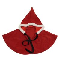 Červené fleecové pončo s kapucí - Santa