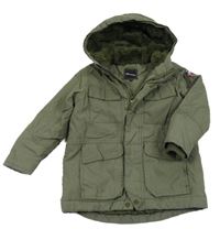 Khaki šusťáková zateplená bunda s logem a kapucí berghaus 