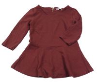 Vínová vzorovaná tepláková tunika s volánikom