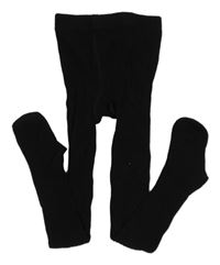 Černé žebrované punčocháče H&M