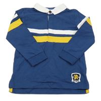 Modré polo triko bílým a žlutým pruhem Matalan