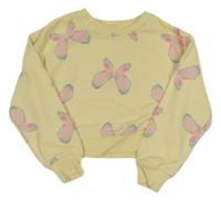 Žltá crop mikina s motýlikmi Primark