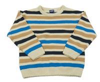 Smetnaovo-modro-tmavomodrý pruhovaný sveter Lupilu