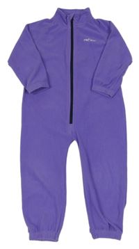 Fialový fleecový overal s nápisem 