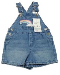 Nové - modré laclové riflové kraťasy s duhou Denim Co.