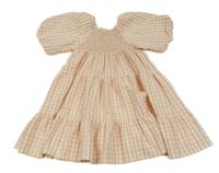 Bielo-ružovo-žlté kockované krepové šaty F&F