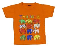 Oranžové tričko so slonmi a nápisom