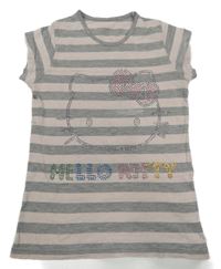 Sivo-ružové pruhované tričko s Hello Kitty z kamínků M&S