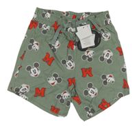 Nové - khaki kraťasy s Mickeym Primark