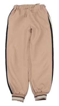 Staroružové teplákové cuff nohavice s pruhmi Zara