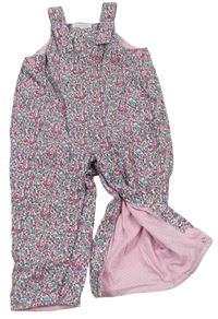 Bielo-ružovo-modré kvetované menšestrové podšité na traké nohavice Jojo Maman Bebé