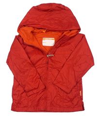 Červená šušťáková jesenná bunda s kapucňou