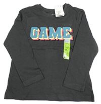 Antracitové triko s nápisem Primark