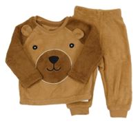 2set - Hnědá plyšová mikina s čumákem + tepláky Primark