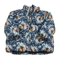 Tmavomodrá šušťáková zimná bunda s Annou a Elsou H&M