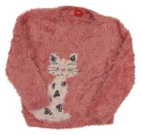 Ružový chlpatý sveter s mačičkou S. Oliver