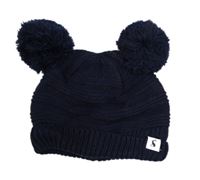 Tmavomodrá čapica s bambulemi Joules