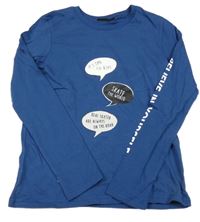 Tmavomodré triko s nápisy Pocopiano