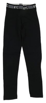 Čierne zateplené legíny s nápismi C&A