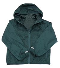 Tmavozelená vodeodolná jarná funkčná bunda s kapucňou Crivit