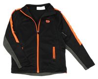 Čierno-sivo-neónově oranžová prepínaci športová mikina s logom Manguun