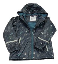 Tmavomodrá jarná vodeodolná lehce zateplená bunda s diny a kapucňou Lupilu