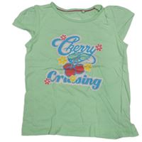 Mintové tričko s nápismi a třešněmi Lupilu