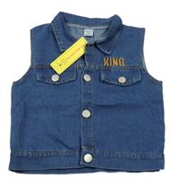 Nové - Tmavomodrá rifľová vesta s nápisom Shein