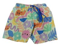 Světlezeleno-farebné plážové kraťasy s listami a príšerkami H&M