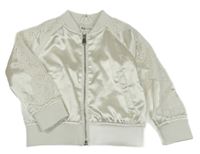 Bílý saténový jarní bomber s čipkou H&M