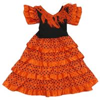 Kostým - Červeno-černé puntíkaté šaty s třásněmi 