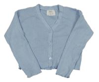Svetlomodrý rebrovaný prepínaci crop sveter Zara