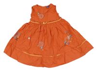 Oranžové plátenné kraťasy s kvetmi Topolino
