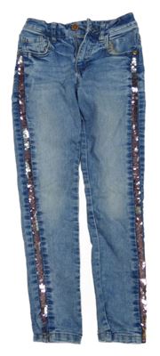 Světlemodré skinny rifle s flitry M&S