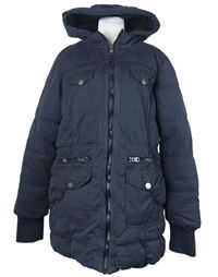 Dámská tmavomodrá šusťáková zateplená parka s kapucí Multiblu 