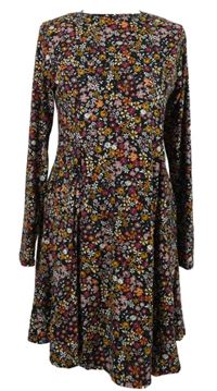 Dámské černé kytičkované šaty Primark 