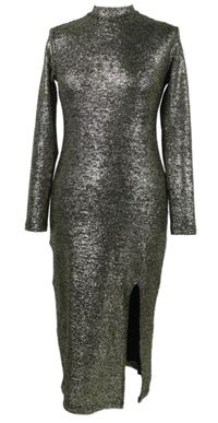 Dámské zlaté třpytivé šaty s rozparkem Topshop 