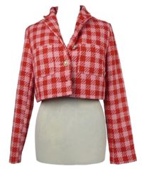 Dámsky červeno-ružový vzorovaný crop blejzer Primark