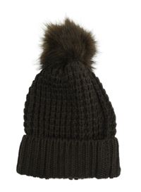 Dámská hnědá pletená čepice s bambulí Primark 