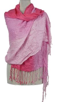 Dámska ružovo-tmavoružová šál s strapcemi