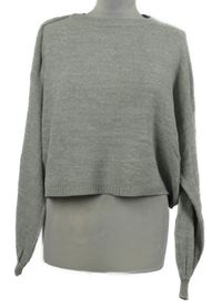 Dámský šedý crop svetr Bershka 