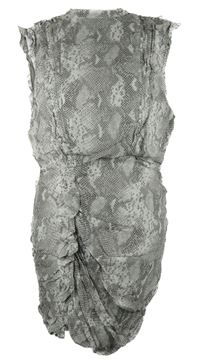 Nové - Dámske sivé vzorované šifónové šaty